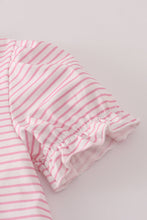 Load image into Gallery viewer, Pink stripe buffalo applique ruffle shorts set