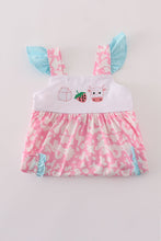 Load image into Gallery viewer, Pink strawberry milk cow embroidery ruffle dress