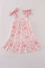 Load image into Gallery viewer, Pink bow print ruffle mom&me dress