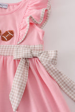 Load image into Gallery viewer, Pink football french knot ruffle dress