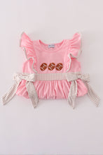 Load image into Gallery viewer, Pink football french knot ruffle dress
