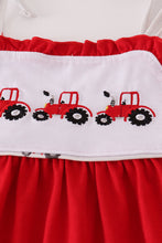 Load image into Gallery viewer, Red tractor embroidery ruffle shorts set