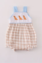 Load image into Gallery viewer, Beige puppy embroidery gingham bubble