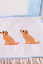 Load image into Gallery viewer, Beige puppy embroidery gingham ruffle shorts set