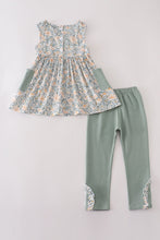 Load image into Gallery viewer, Fall floral print ruffle pants set