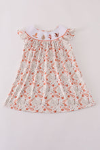 Load image into Gallery viewer, Fall leaves embroidery smocked ruffle dress