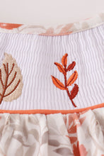 Load image into Gallery viewer, Fall leaves embroidery smocked ruffle dress