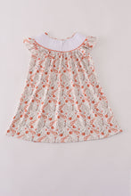 Load image into Gallery viewer, Fall leaves embroidery smocked ruffle dress