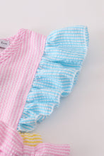 Load image into Gallery viewer, Multi seersucker stripe ruffle shorts set