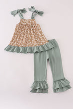 Load image into Gallery viewer, Mustard & mint floral print ruffle pants set