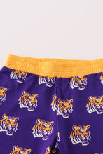 Load image into Gallery viewer, Purple LSU geaux tiger bamboo ruffle pajamas set