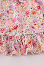 Load image into Gallery viewer, Purple floral print ruffle mom&me dress