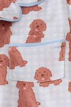 Load image into Gallery viewer, Pink puppy print pajamas set