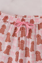 Load image into Gallery viewer, Pink puppy bow print ruffle pajamas mom pants