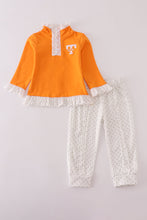 Load image into Gallery viewer, Orange Tennessee go vols embroidery ruffle pants set