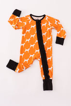 Load image into Gallery viewer, Orange Tennessee bamboo ruffle romper