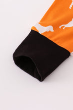 Load image into Gallery viewer, Orange Tennessee bamboo ruffle romper