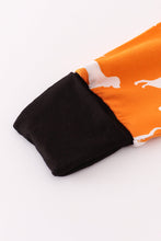 Load image into Gallery viewer, Orange Tennessee bamboo ruffle romper