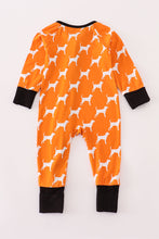 Load image into Gallery viewer, Orange Tennessee bamboo ruffle romper