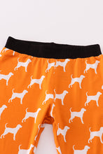 Load image into Gallery viewer, Orange Tennessee bamboo ruffle pajamas set