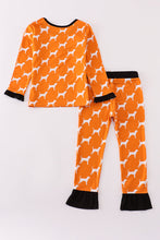Load image into Gallery viewer, Orange Tennessee bamboo ruffle pajamas set