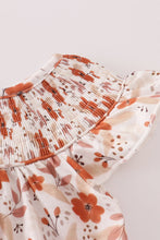 Load image into Gallery viewer, Fall floral print smocked bubble