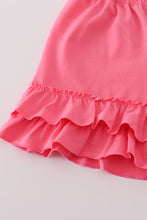 Load image into Gallery viewer, Pink bow tie embroidery ruffle shorts set