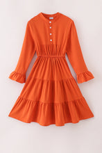 Load image into Gallery viewer, Rust tiered mom ruffle dress