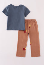 Load image into Gallery viewer, Navy scarecrow applique pants set
