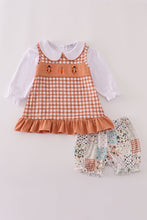 Load image into Gallery viewer, Fall floral print turkey pumpkin embroidery 3pc set