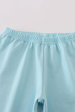 Load image into Gallery viewer, Blue bow & lace print ruffle pants set