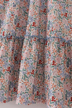 Load image into Gallery viewer, Blue floral print ruffle mom dress
