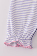 Load image into Gallery viewer, Purple puppy french knot stripe romper