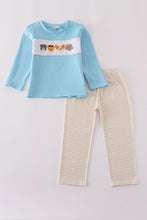 Load image into Gallery viewer, Blue puppy french knot pants set