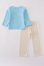 Load image into Gallery viewer, Blue puppy french knot pants set