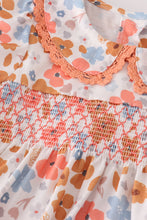 Load image into Gallery viewer, Floral print smocked ruffle bubble