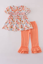 Load image into Gallery viewer, Floral print smocked ruffle pants set