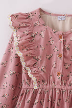 Load image into Gallery viewer, Floral corduroy lace ruffle mom dress