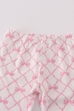 Load image into Gallery viewer, Pink bow smocked pants set