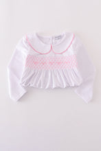 Load image into Gallery viewer, Pink bow smocked pants set