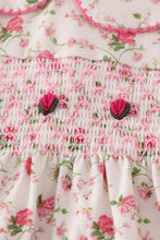 Load image into Gallery viewer, Pink rose hand smocked bubble