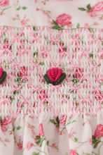 Load image into Gallery viewer, Pink rose hand smocked pants set
