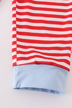 Load image into Gallery viewer, Blue airplane embroidery stripe pants set