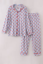 Load image into Gallery viewer, Blue santa claus bamboo dad pajamas set