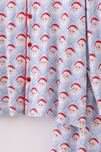 Load image into Gallery viewer, Blue santa claus bamboo dad pajamas set