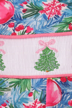 Load image into Gallery viewer, Blue christmas tree smocked ruffle jumpsuit set