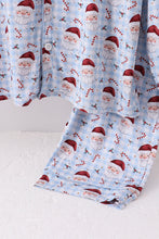 Load image into Gallery viewer, Blue santa claus bamboo dad pajamas set
