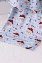 Load image into Gallery viewer, Blue santa claus bamboo dad pajamas set