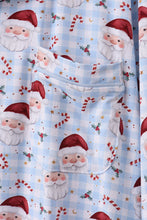 Load image into Gallery viewer, Blue santa claus bamboo dad pajamas set