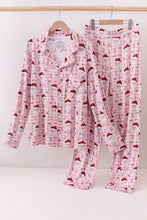 Load image into Gallery viewer, Pink santa claus bamboo mom pajamas set
